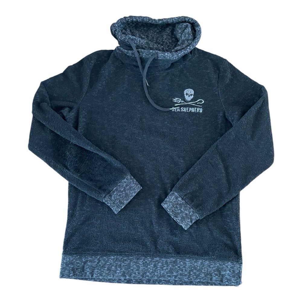 Sea Shepherd Unisex Jolly‎ Roger Mouline Sweater Size Small Black Gray RARE